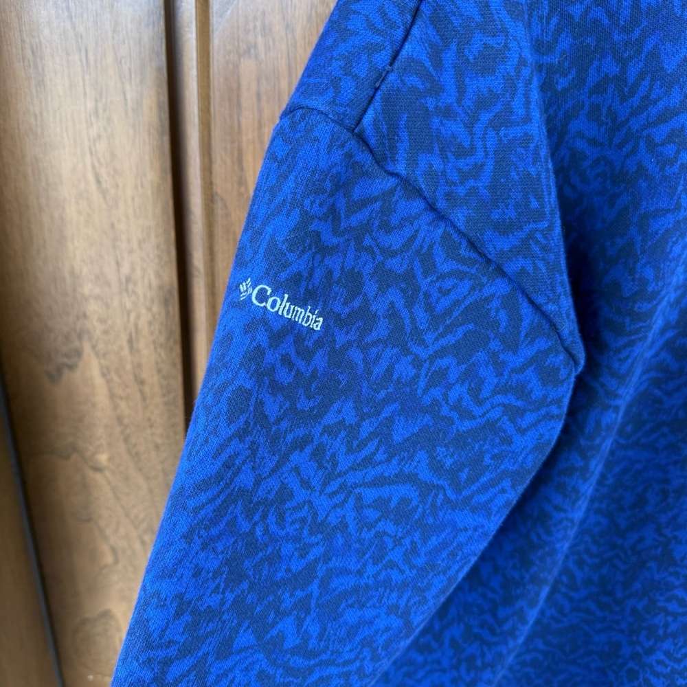 Columbia Woman’s Lodge Funnel Pullover Blue & Black Fleece Lined Size Large Cowl - Picture 3 of 6